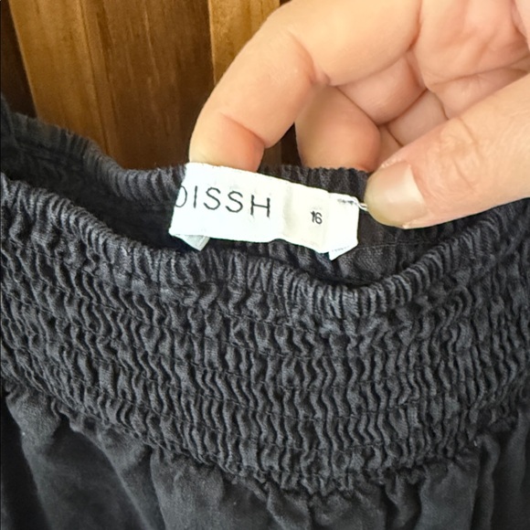 DISSH 100% Linen Smocked Square Neck Knee length Dress. Size 16 - Picture 5 of 10